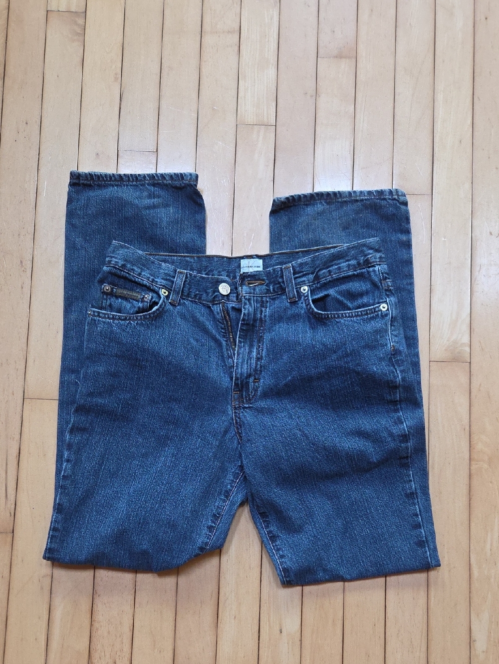 Calvin Klein Jeans Womens Dark Blue Boot-Leg Denim